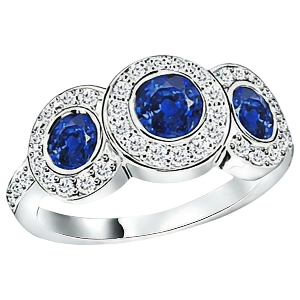 natural round tanzanite 4.50ct ring close up detail