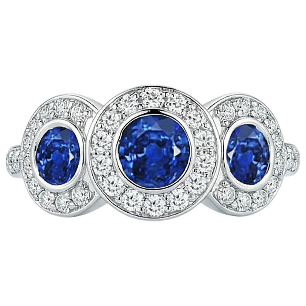 natural round tanzanite 4.50ct ring top view