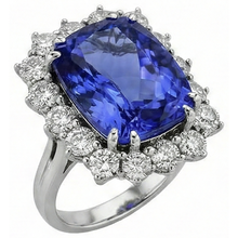 natural round tanzanite 6.50ct ring top view