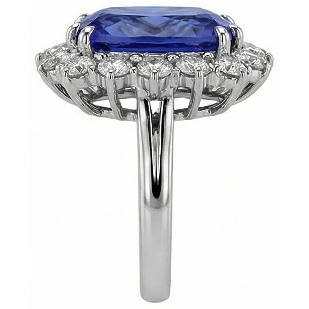 natural round tanzanite 6.50ct ring on white background