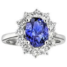 natural round tanzanite 2ct ring side angle