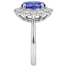 natural round tanzanite 2ct ring profile view