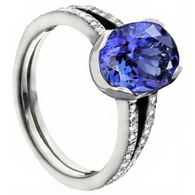 Tanzanite Oval And Round Natural Earth Mined DIAMOND ( NOT LAB GROWN )s 3.75 Carat Gemstone Ring Jewellery