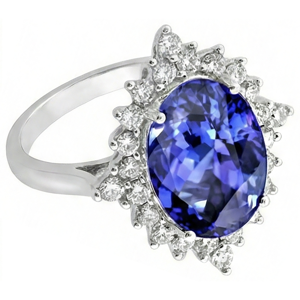 Tanzanite Oval Natural Earth Mined DIAMOND ( NOT LAB GROWN ) Engagement Ring 8.50 Carat Gemstone Jewellery New