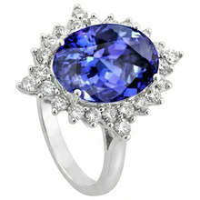 Tanzanite Oval Natural Earth Mined DIAMOND ( NOT LAB GROWN ) Engagement Ring 8.50 Carat Gemstone Jewellery New