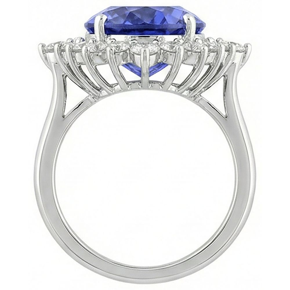 Tanzanite Oval Natural Earth Mined DIAMOND ( NOT LAB GROWN ) Engagement Ring 8.50 Carat Gemstone Jewellery New