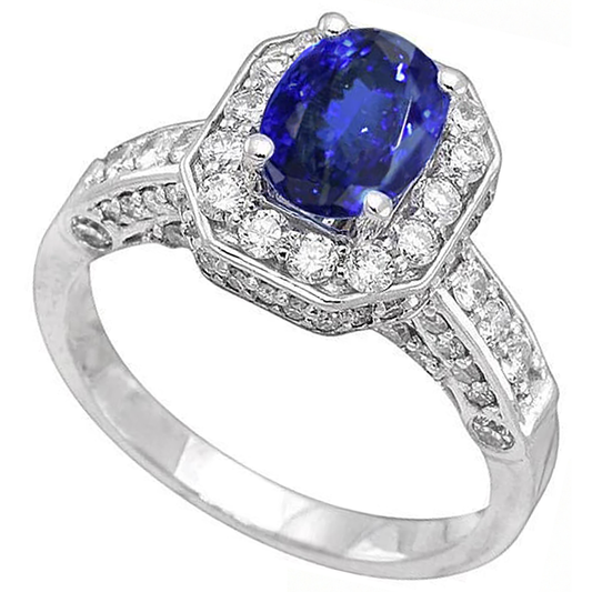 natural round tanzanite 3.61ct ring side angle