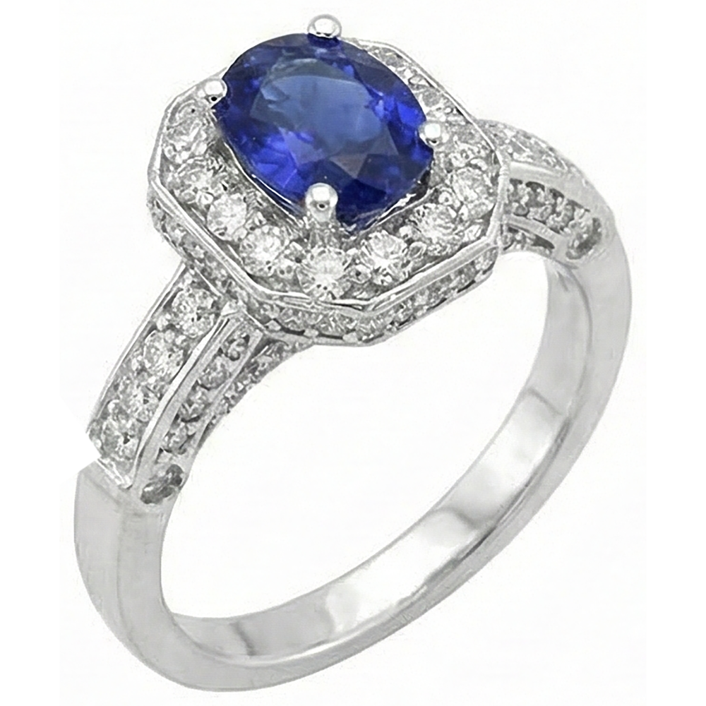 natural round tanzanite 3.61ct ring top view