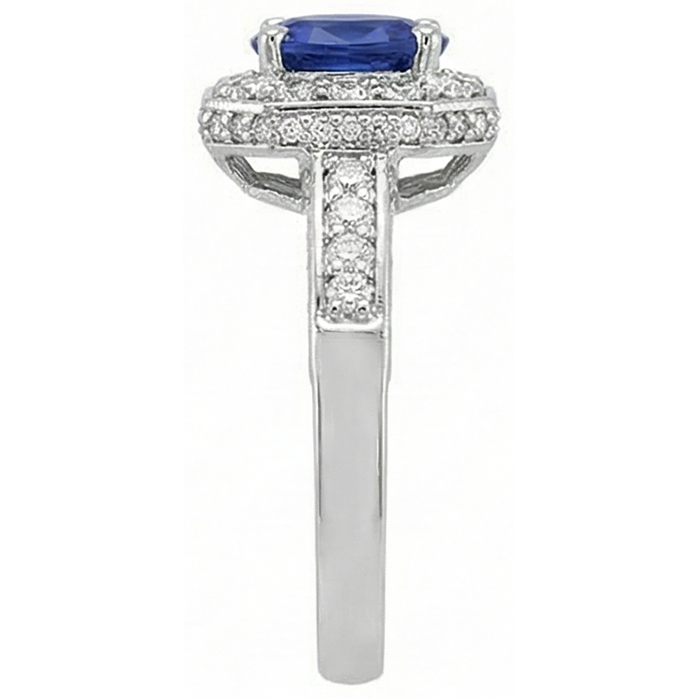 natural round tanzanite 3.61ct ring profile view