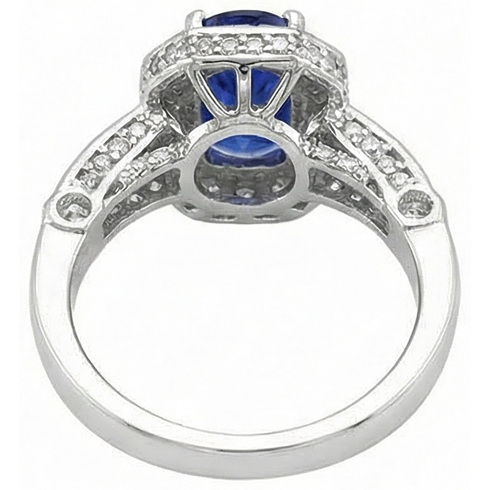 natural round tanzanite 3.61ct ring with diamond accents