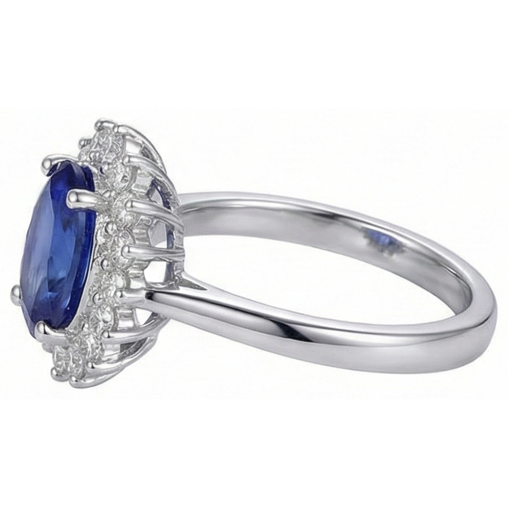 Tanzanite Ring With Natural Earth Mined Diamond White Gold 4.5 Ct Gemstone Jewellery