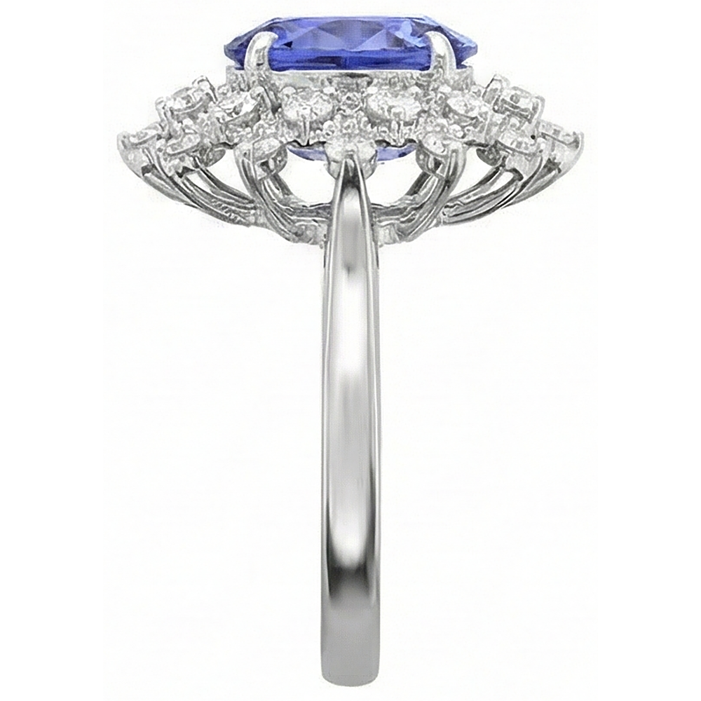 Tanzanite Round Natural Earth Mined DIAMOND ( NOT LAB GROWN ) 3.75 Carat Ring White Gold 14K