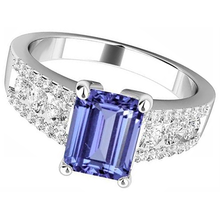Tanzanite With Natural Earth Mined Diamonds 15.50 Carats Wedding Ring Gold White 14K New