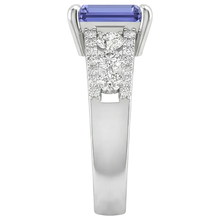 Tanzanite With Natural Earth Mined Diamonds 15.50 Carats Wedding Ring Gold White 14K New