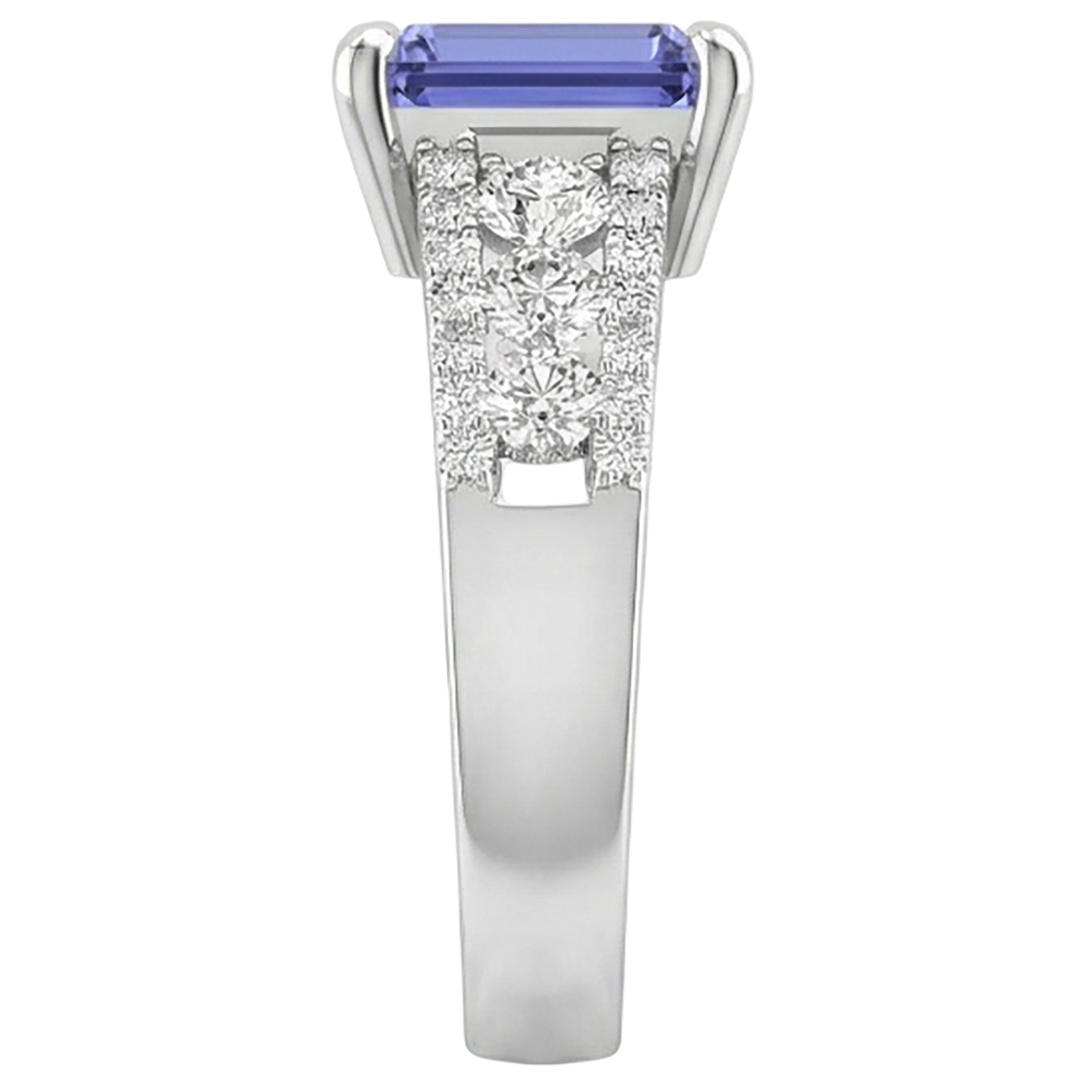 Tanzanite With Natural Earth Mined Diamonds 15.50 Carats Wedding Ring Gold White 14K New