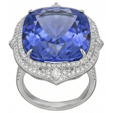 Tanzanite With Natural Earth Mined Diamonds 23.75 Ct Ring White Gold 14K
