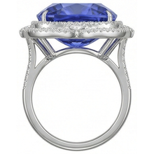 Tanzanite With Natural Earth Mined Diamonds 23.75 Ct Ring White Gold 14K