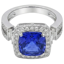 Tanzanite With Natural Earth Mined Diamonds 5.40 Ct Ring 14K White Gold
