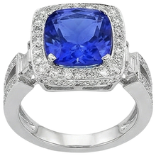 Tanzanite With Natural Earth Mined Diamonds 5.40 Ct Ring 14K White Gold