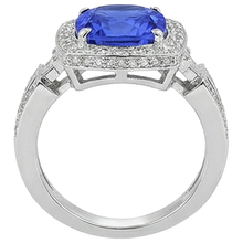 Tanzanite With Natural Earth Mined Diamonds 5.40 Ct Ring 14K White Gold