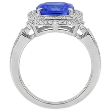 Tanzanite With Natural Earth Mined Diamonds 5.40 Ct Ring 14K White Gold