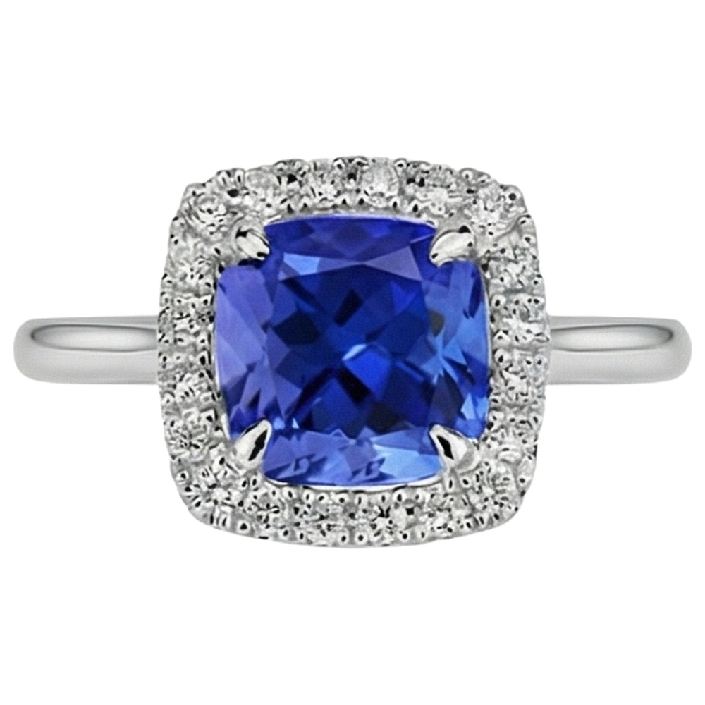 Tanzanite With Natural Earth Mined Diamonds 7.75 Ct Wedding Ring White Gold 14K