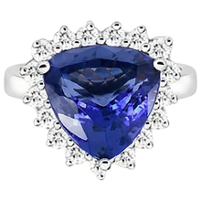 Tanzanite & Round Natural Earth Mined DIAMOND ( NOT LAB GROWN )s 4.60 Carat Ring White Gold 14K
