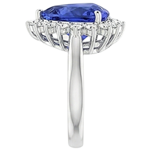Tanzanite & Round Natural Earth Mined DIAMOND ( NOT LAB GROWN )s 4.60 Carat Ring White Gold 14K