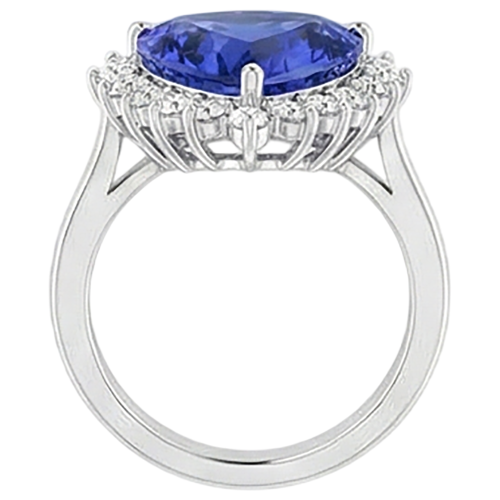 Tanzanite & Round Natural Earth Mined DIAMOND ( NOT LAB GROWN )s 4.60 Carat Ring White Gold 14K