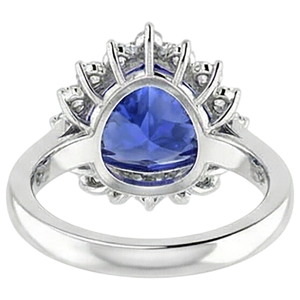 Tanzanite & Round Natural Earth Mined DIAMOND ( NOT LAB GROWN )s 4.60 Carat Ring White Gold 14K