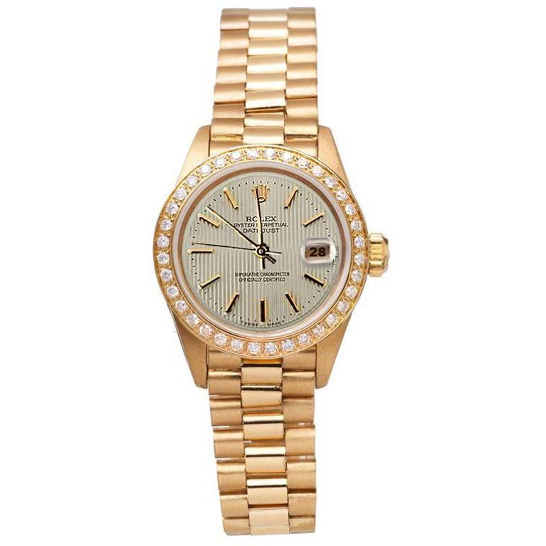 Tapestry Dial Pin Stripe Diamond Bezel