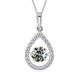 Antique Cushion Brilliant Diamond Pendant in 14K White Gold