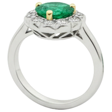 Gemstone Ring 14K Two Tone Gold with Fine Emerald – profile view