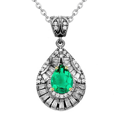 Earth-Mined GIA Certified Fine Emerald Stone Pendant Necklace 1