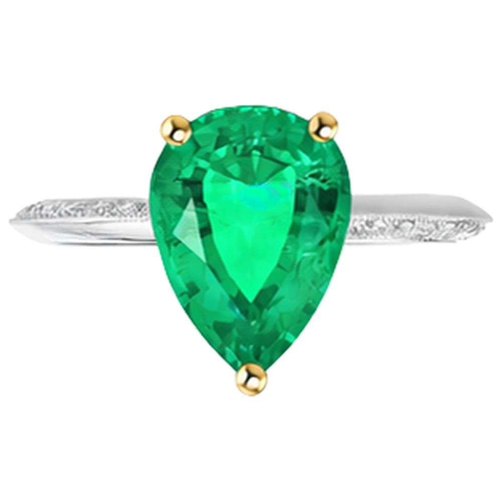 Authentic Colombian Emerald Precious Stone Ring – front view