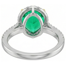Pear Cut Fine Emerald ring in Two-Tone 14K Gold – back view