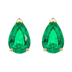 Shimmering Emerald Gemstone Earring 2 ct – 14K Two Tone Gold |