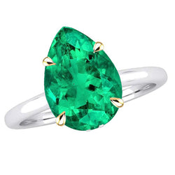 14 Karat Two Tone Gold GIA-Certified Fine Emerald Colored Stone