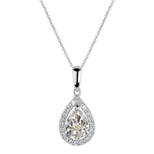 Genuine Fine Diamond Drop Pendant 1.50 ct 14K White Gold – main view