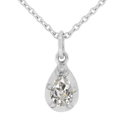 14K White Gold Brilliant Diamond Drop Pendant – 1.50-ct Old Mine