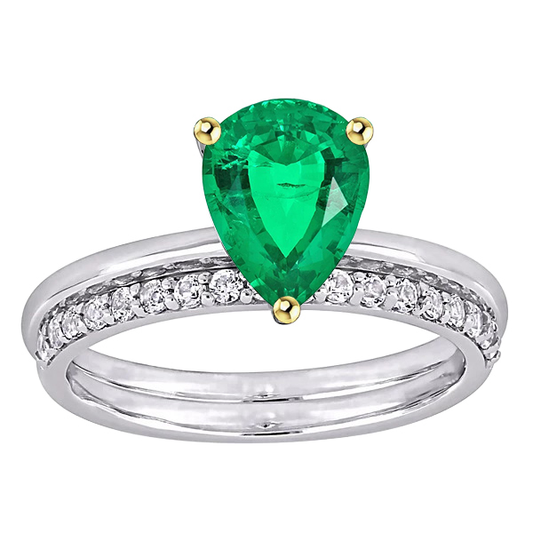 Genuine Colombian Emerald Engagement Ring – main view