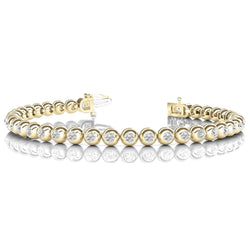 Tennis Bracelet 14K YG Round Cut Genuine Diamonds Bezel Set 16.75 Carats