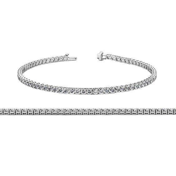 Tennis Bracelet 5 Carats Round Cut Real Diamonds Gold White 14K Jewelry