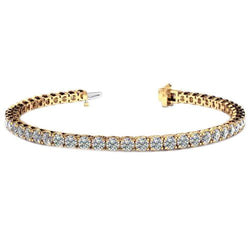 Tennis Bracelet 7 Ct Sparkling Round Cut Genuine Diamond Yellow Gold