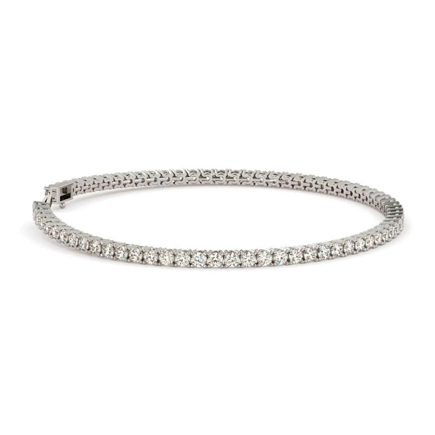 Tennis Bracelet Gold White Sparkling Round Cut 3.50 Carats Genuine Diamonds