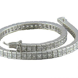 Tennis Bracelet Lady Gold 7.20 Ct Channel Set Natural Princess Cut Diamond