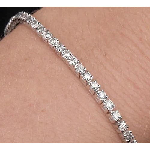 Tennis Bracelet Real Diamond 8 Carats Prong Women White Gold Jewelry 14K