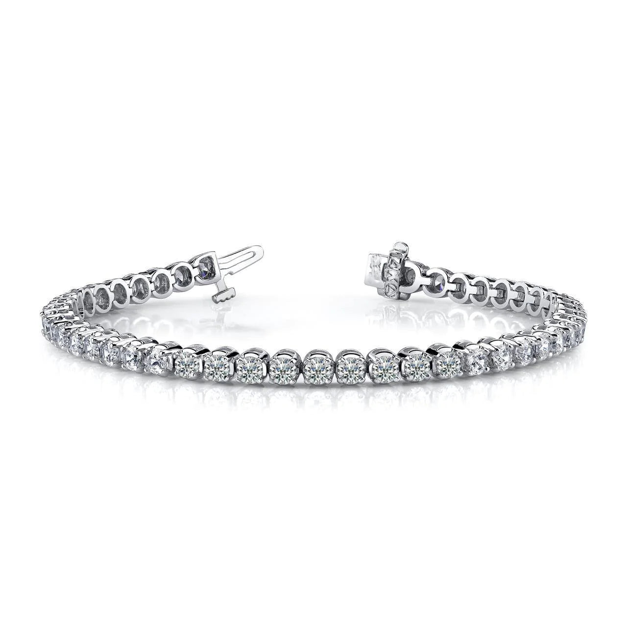 Tennis Bracelet Round Cut Real Diamonds White Gold 14K 8.10 Carats