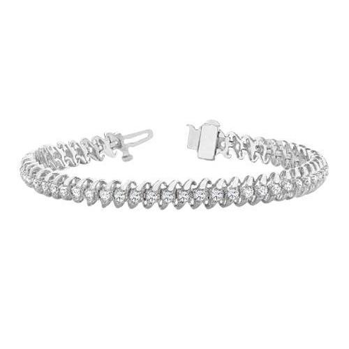 Tennis Bracelet White Gold 14K 7 Carats Sparkling Round Genuine Diamonds