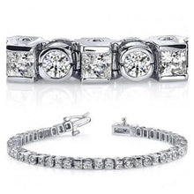 Tennis Bracelet White Gold 14K 8.05 Ct Princess Round Cut Natural Diamond